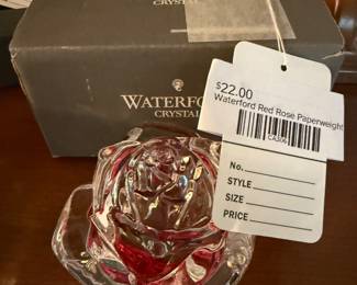 Waterford Red Rose Paperweight 