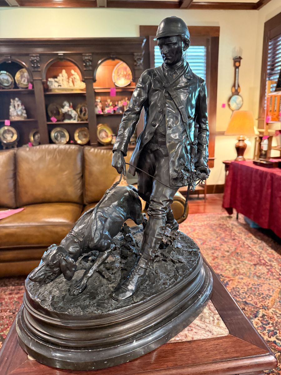 $4500 ~ RARE PIERRE JULES MENE(  PJ MEME) FRENCH BRONZE ~ HUNTER WITH DOG