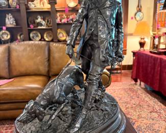 $4500 ~ RARE PIERRE JULES MENE(  PJ MEME) FRENCH BRONZE ~ HUNTER WITH DOG- VALET & BLOODHOUND