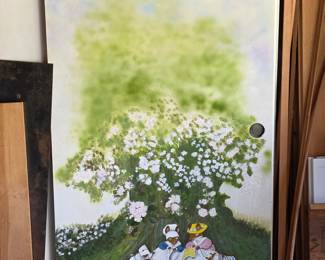 Sliding close doors custom painted with Brambly Hedge mice