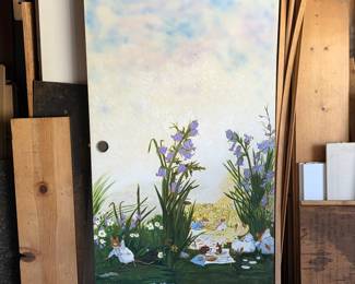 Sliding close doors custom painted with Brambly Hedge mice