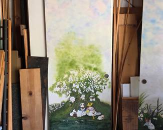 Sliding close doors custom painted with Brambly Hedge mice