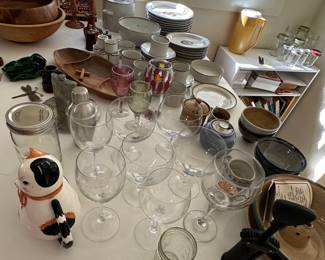 Dansk Dish set, wooden bowls and platters, pottery ware