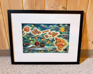 71 CustomFramedPrintDoleMapoftheHawaiianIslands