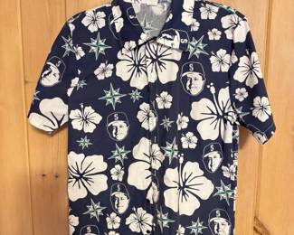 64 VintageSeattleMarinersLouPiniellaHawaiianButtonDownShirt