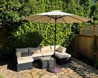 112 OutdoorWickerStyleSectionalSofawCushionsTableUmbrella