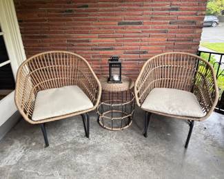 27 OutdoorRattanStylePatioSet12ChairswCushionsSideTable