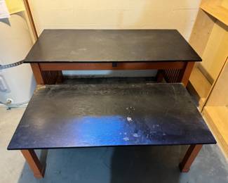 93 CutterBuckWoodTableBenchSetwBlackTops