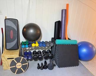99 HomeGymFitnessLotDumbbellsKettlebellsStepBallsMats