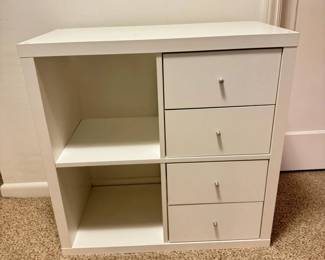 65 White4DrawerStorageCabinetwOpenShelves