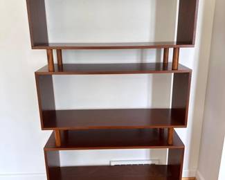 18 MCMStyle3TierBookcaseWallUnitRichDarkWoodToneFinish