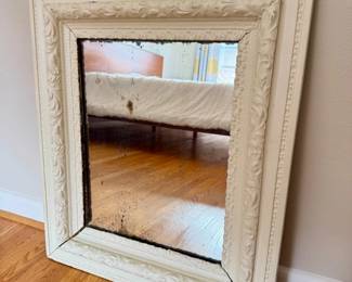 44 AntiqueWhiteOrnateWallMirrorwDistressedGlass