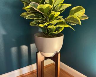 23 38TallFauxPlantinModernPotwMidCenturyStyleWoodenStand