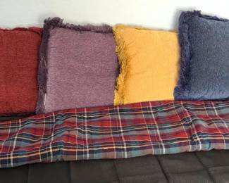 4Chenille Pillows Plaid Blanket
