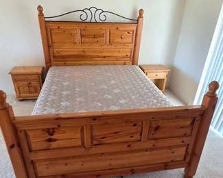 Pine Bed Frame, Mattress Side Tables