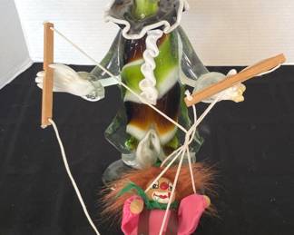 Halloween Handblown Clown Marionette
