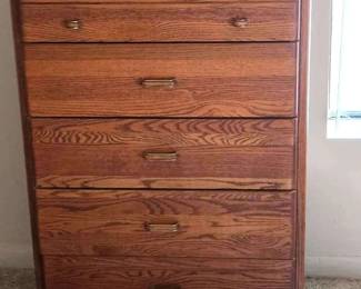 Tall Oak Dresser W5 Drawers