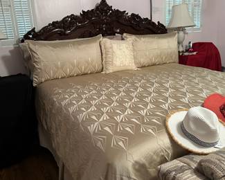 King size mahogany ornate bed