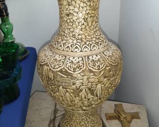 (21) Beige Asian Design Lamp 16"Wx40"H $55