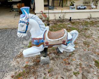 (11) Concrete Carousel Horse 42"Wx10"Dx41"H $225