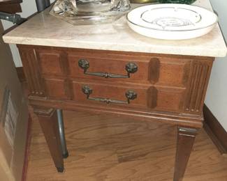 (17A+17B) Marble Top Side Table 25"Wx20"Dx22"H $65 each