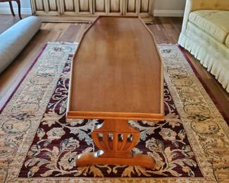mid century coffee table, traditional rug