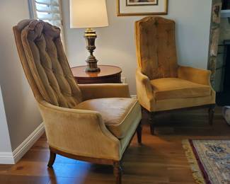 incredible gold/mustard mid-century accent chairs - two