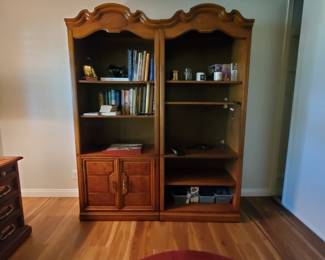 Custom bookshelves - two with entertainment console