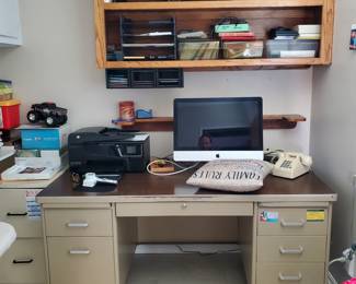 classic desk, filing cabinet, office organizers, monitor, printers (3), blank CDs, CD cases & more!
