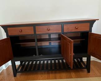 R9 - $550. Ethan Allen New Impressions Tall Buffet. Measures 64" long x 19" deep x 40.25" tall. Excellent Condition - only 1 very minor dent noted. 