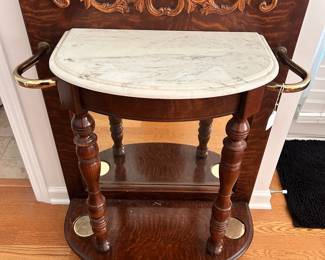 R43 - $125. Pulaski Hall Tree. Not an antique but it is vintage. Overall very good condition!