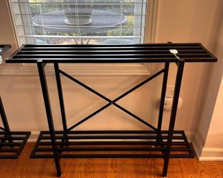R21 - $25 Each. 2 Available. Metal Shelves - have been used for plants. Clean, no rust & Sturdy! 2 Available. Each measures 35.5" wide x 10.5" deep x 27.75" tall. 