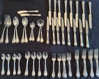 R77 - $325. Towle Stainless "Old Vienna" Flatware. Service for 16 + Serving Pieces. 
