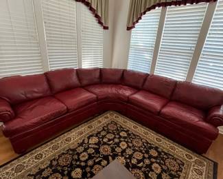 R7 - $425. Ethan Allen 3 Piece Leather Sectional. Measures 109" x 106". Does show wear on the leather but it's sturdy and no rips/holes etc. 