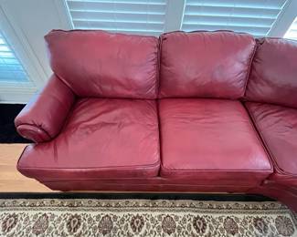 R7 - $425. Ethan Allen 3 Piece Leather Sectional. Measures 109" x 106". Does show wear on the leather but it's sturdy and no rips/holes etc. 