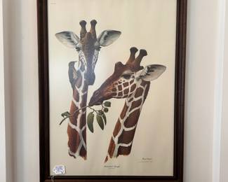 R26 - $30. Ray Harm Reticulated Giraffe Print. Framed it measures 22.5" x 30.75". 