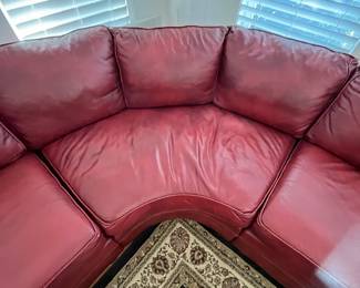 R7 - $425. Ethan Allen 3 Piece Leather Sectional. Measures 109" x 106". Does show wear on the leather but it's sturdy and no rips/holes etc. 