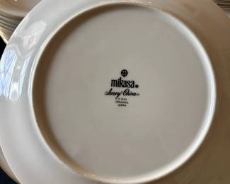 R11 - $225. Mikasa "Organza" Ivory China. Service for 12.