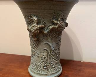 R73 - $35. L.B. Timberlake Signed Pottery. Coastal Turtles. Measures 6.75" x 8.25" tall. 