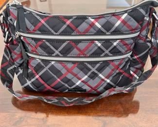 R48 - $50. Vera Bradley Performance Twill Triple Zipper Paris Plaid. 