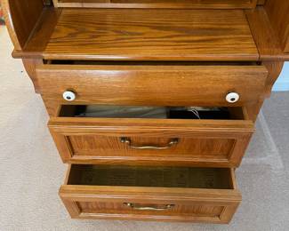 R14 - $125. *Small* Childs Size Roll Top Writer's Desk with 3 drawers. Measures 27.5" wide x 19" deep x 25" tall. 
