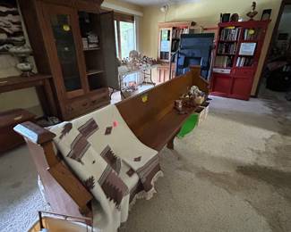 Church pew for cases and wardrobe