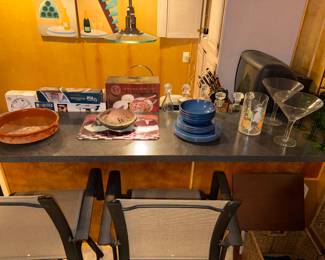 Martini glasses, melamine plate sets, decanters and other unique glassware