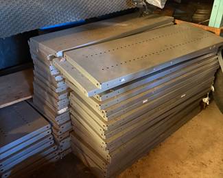 Metal shelving.