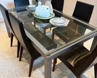 Full 7-piece dining room set available for sale. Beautiful festive serving ware available as well.