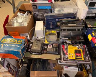 Electronics!!! Wall clocks, SD cards, radios, surge protectors, digital light timers.
