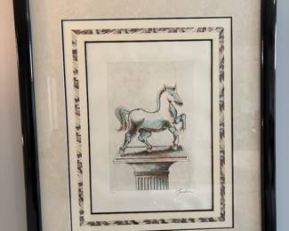 Wall Art (set of two) Horse on a Pedestal in black acrylic frame.