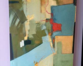Home Decor. Modern Wall Art. Blue, green and yellow hues.