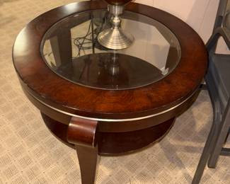 Glass top sodden side table.