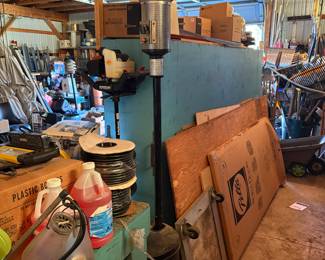 Gas powered outdoor heater. New in box Pella door.